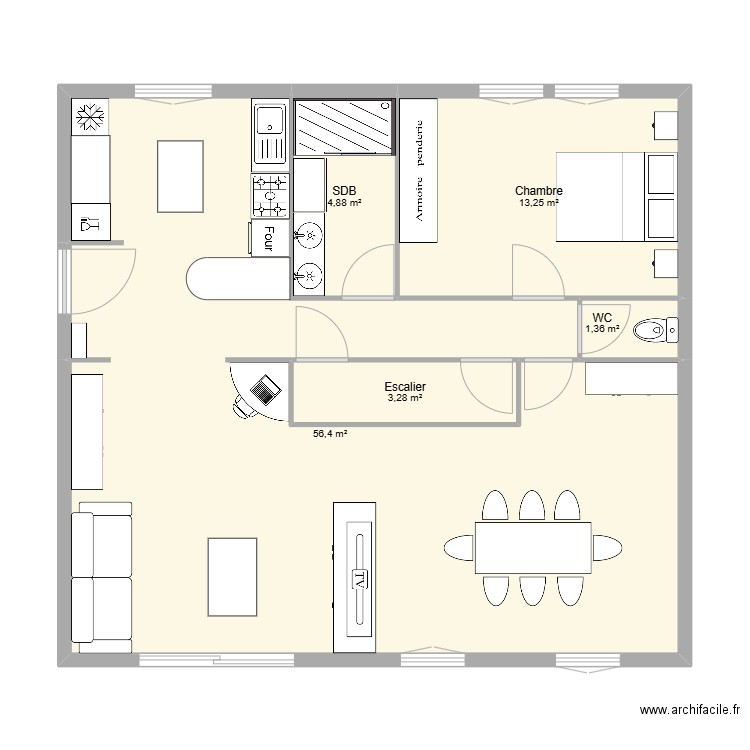 Tremblay proposition 1. Plan de 5 pièces et 79 m2
