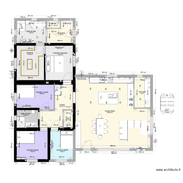 ST MAXIMIN. Plan de 13 pièces et 149 m2