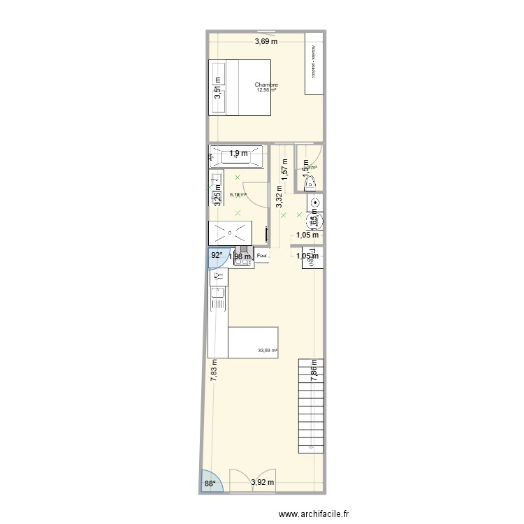 cournonterral a. Plan de 4 pièces et 54 m2
