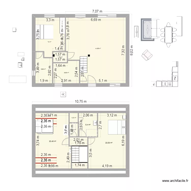salom&eacute; 2026 02 07. Plan de 15  et 140 m²