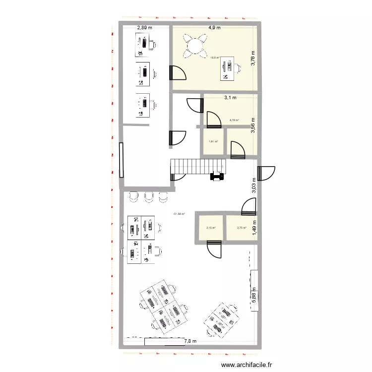 compans rdc. Plan de 6  et 138 m²