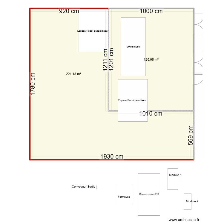 Centre de conditionement 2. Plan de 2  et 341 m²