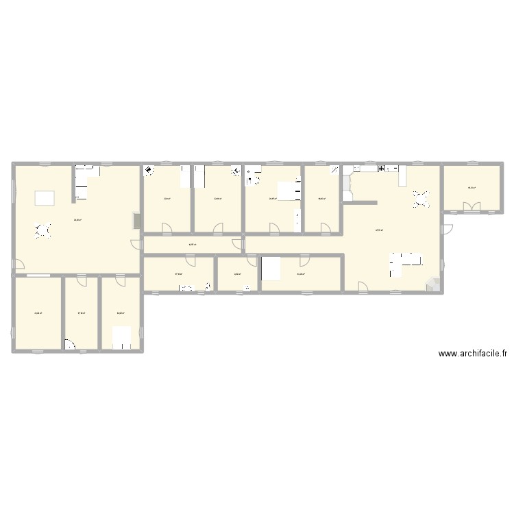 Maison 1. Plan de 14 pièces et 419 m2
