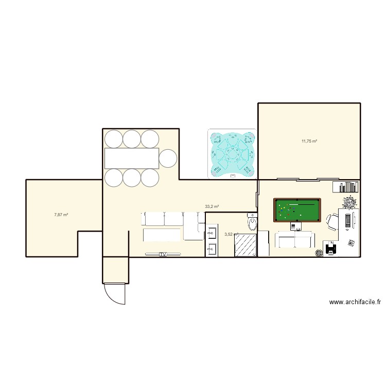 la first house. Plan de 4 pièces et 56 m2