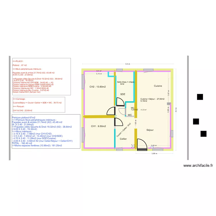 Pibrac Détails : peinture / carrelage / Placo. Plan de Pibrac Détails : peinture / carrelage / Placo. Plan de