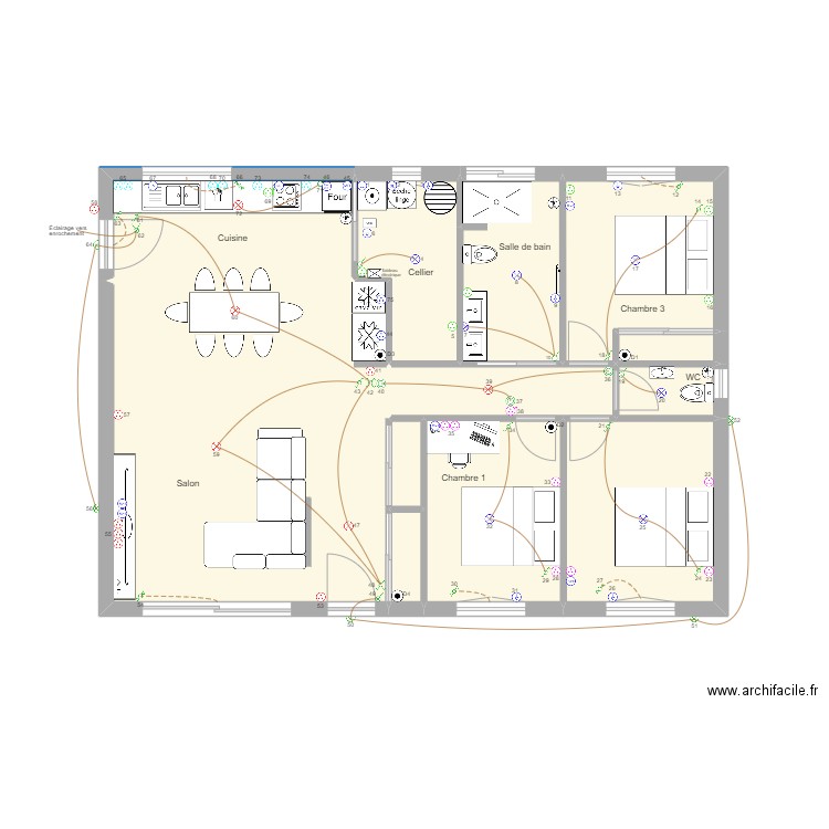 Abassie 2. Plan de 12 pièces et 98 m2