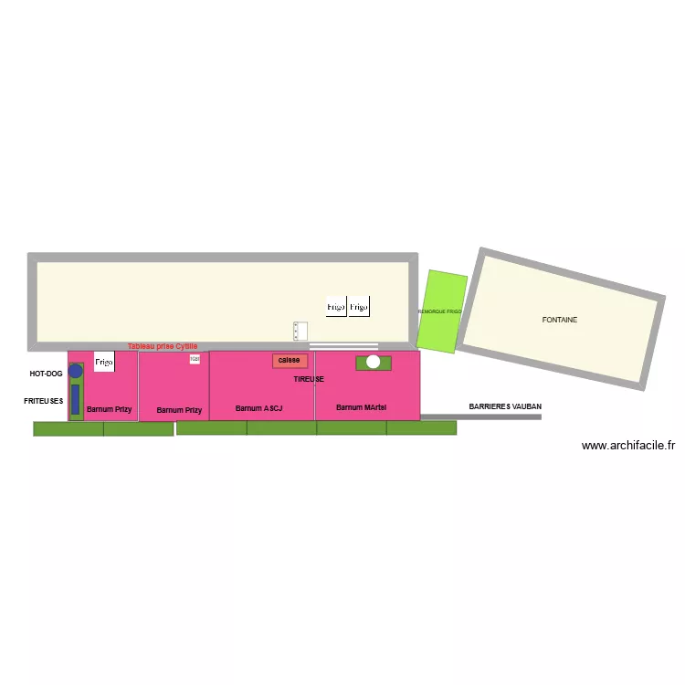 buvette fête 2026. Plan de 2 et 85 m² buvette fête 2026. Plan de 2 et 85 m²