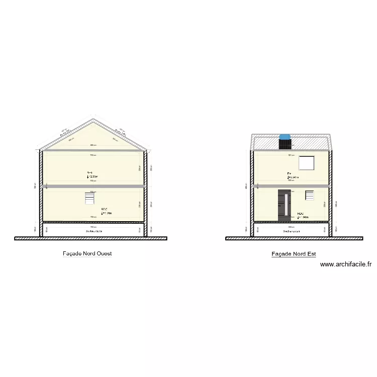 Façade Nord Ouest. Plan de Façade Nord Ouest. Plan de