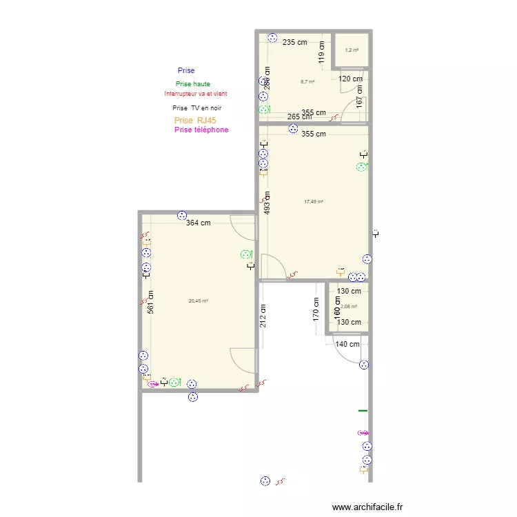 cotes cab prise reseau et electricit&eacute; . Plan de 