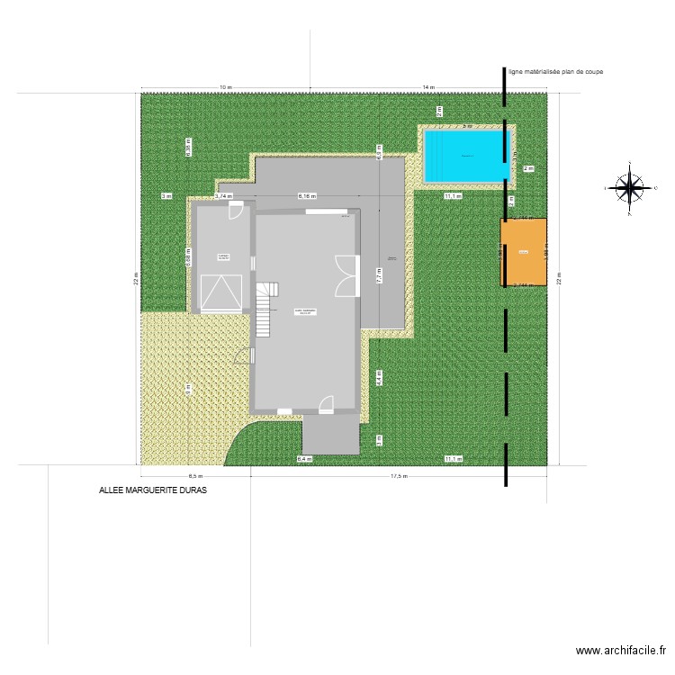plan de masse final v2. Plan de 5 pièces et 161 m2