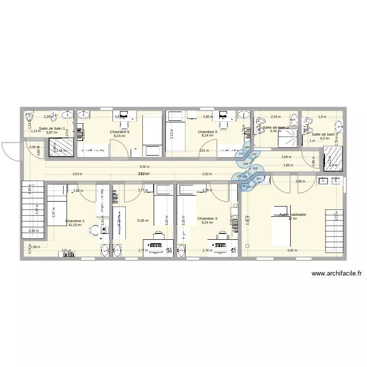 d&eacute;pendances 1er &eacute;tage (V2) 08.01.2026. Plan de 10  et 89 m²
