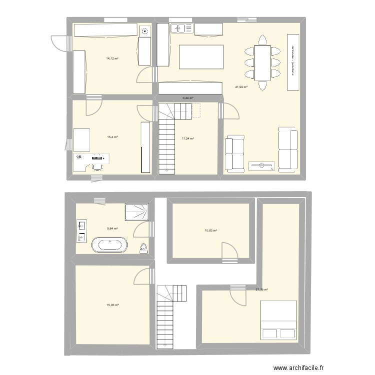 maison vp complet. Plan de 9 pièces et 141 m2