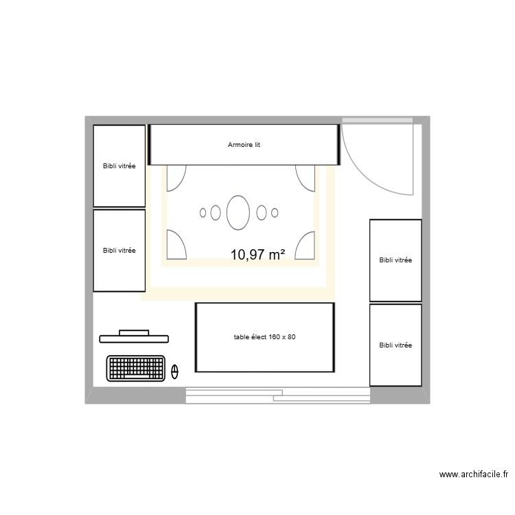 attique chambre 3 meublé. Plan de 1 pièce et 11 m2