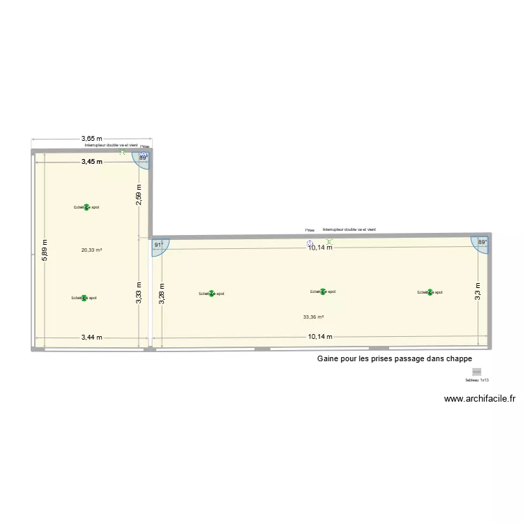 Projet Ingrid cotation. Plan de 2 et 54 m² Projet Ingrid cotation. Plan de 2 et 54 m²