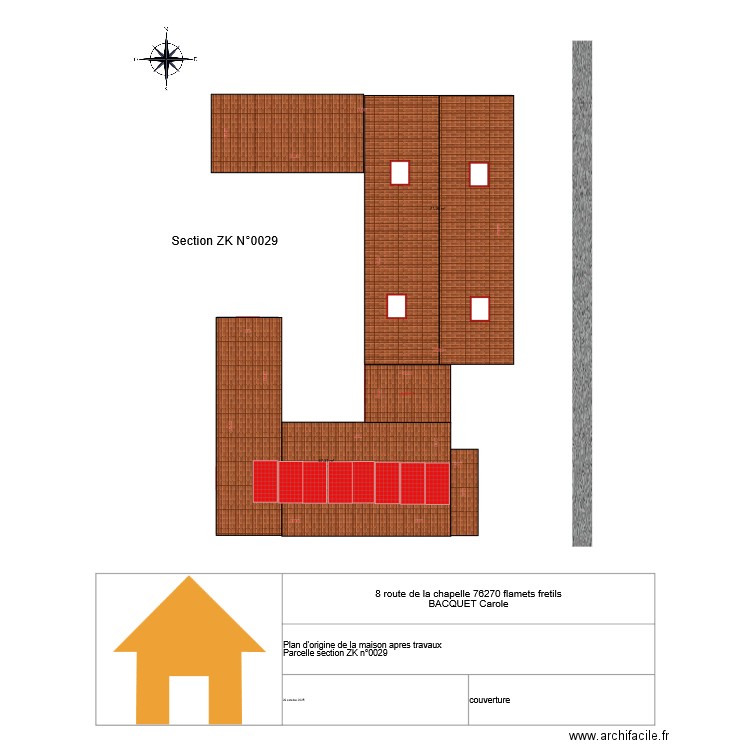 8 route de la chapelle mofication toiture. Plan de 3 pièces et 125 m2
