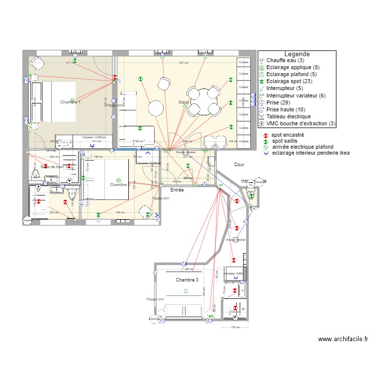 Trevise-. Plan de 7 pièces et 60 m2