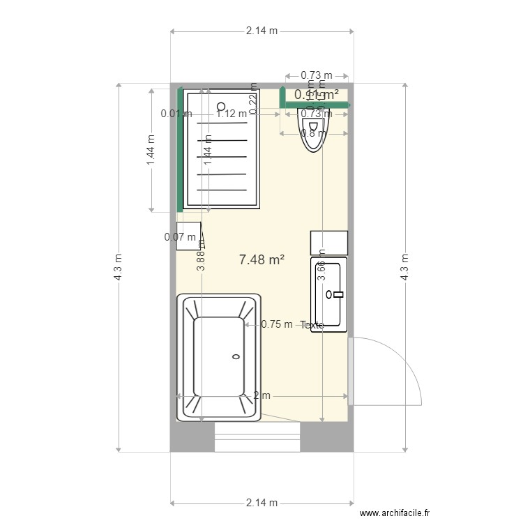 tixier. Plan de 2 pièces et 8 m2