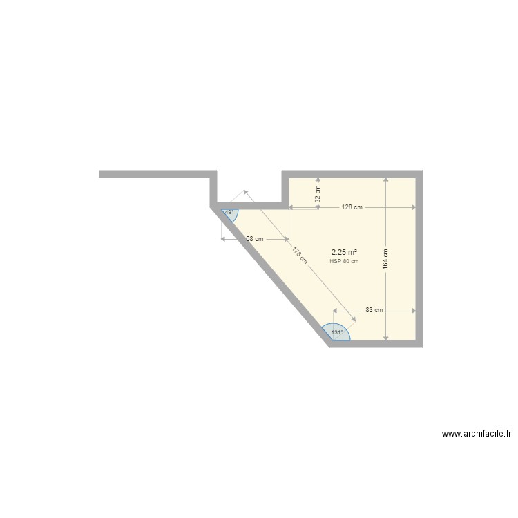 TTT. Plan de 1 pièce et 2 m2