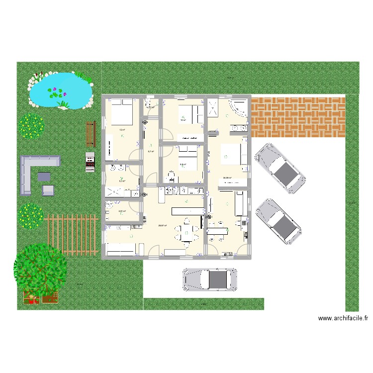 Maison Centenair. Plan de 9 pièces et 112 m2