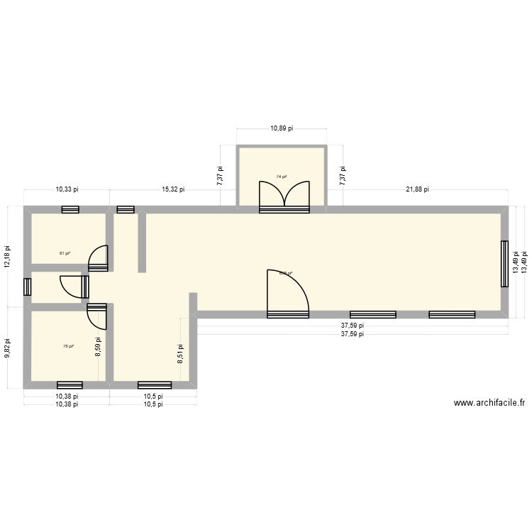 Maison Mobile. Plan de 4 pièces et 81 m2