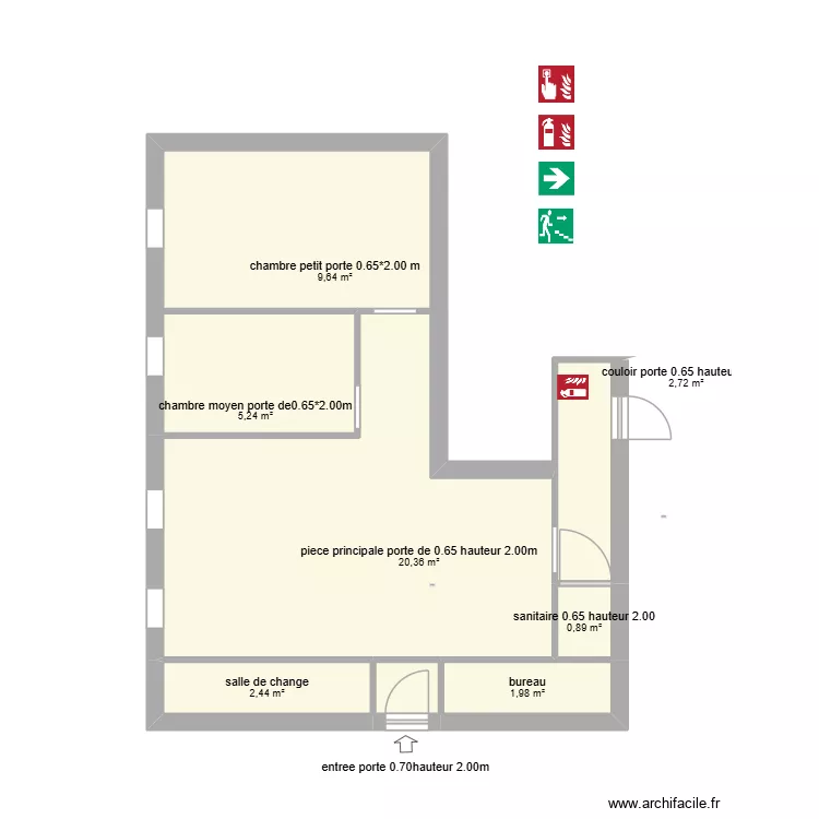 mam. Plan de 8  et 44 m²