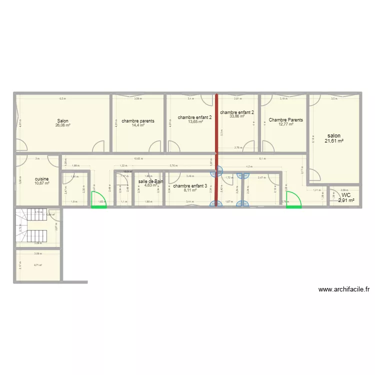 milieu Appartement macampagne. Plan de 13  et 186 m²