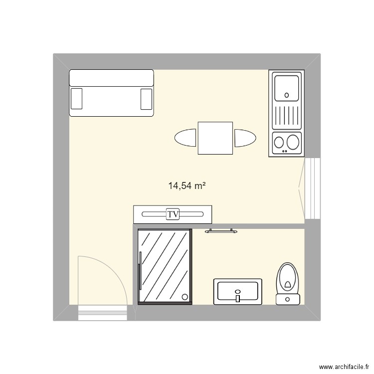 airbnb mathieu. Plan de 1 pièce et 15 m2
