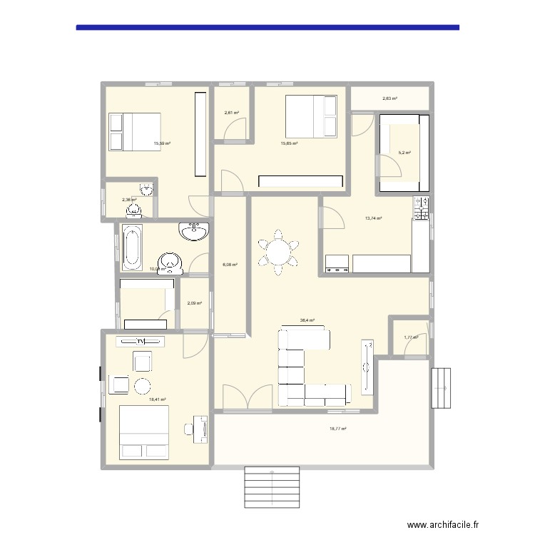 NOUVEAU PLAN MAIGA FAMILLE. Plan de 14 pièces et 151 m2