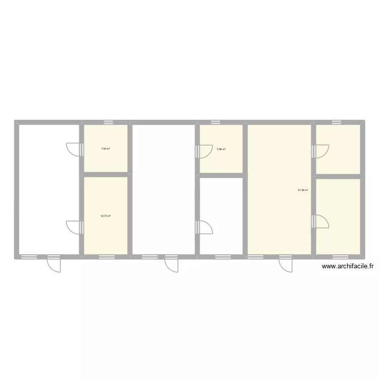 Plan pour 3 studios moderne. Plan de 4 et 80 m² Plan pour 3 studios moderne. Plan de 4 et 80 m²