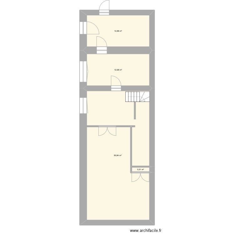 bas modifié. Plan de 4 pièces et 77 m2