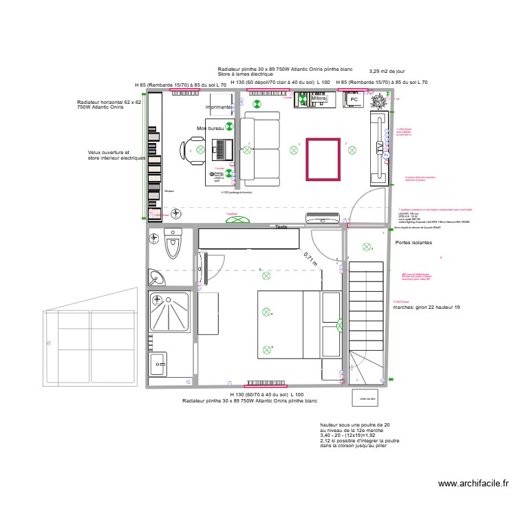 Def. salon chambre 3 fenetres velux. Plan de 0 pièce et 0 m2