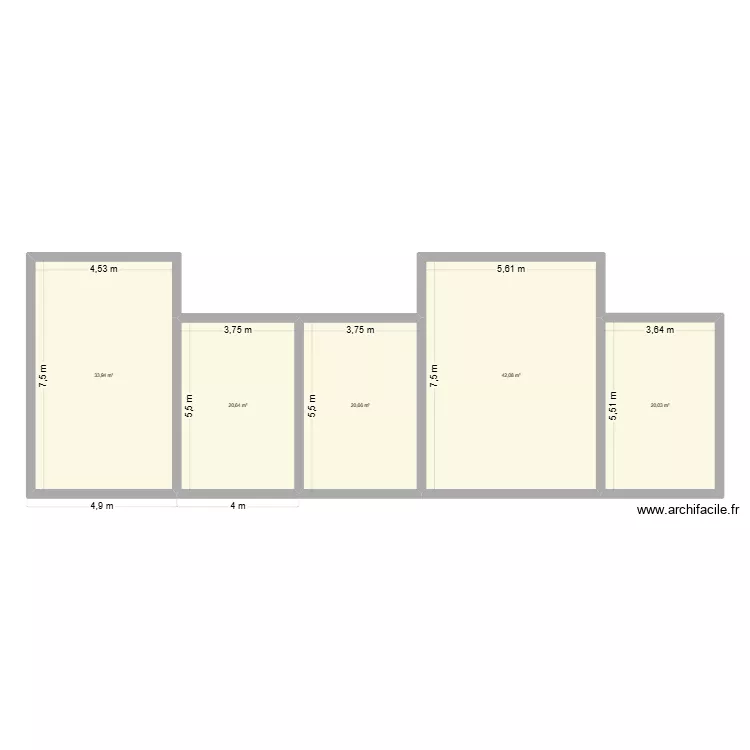 Studio. Plan de 10  et 130 m²