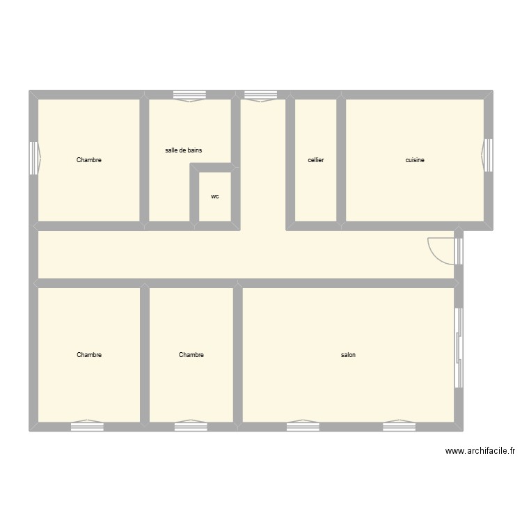 DENYS étage état initial. Plan de 9 pièces et 112 m2