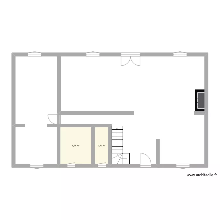 Bouzille. Plan de 2  et 9 m²