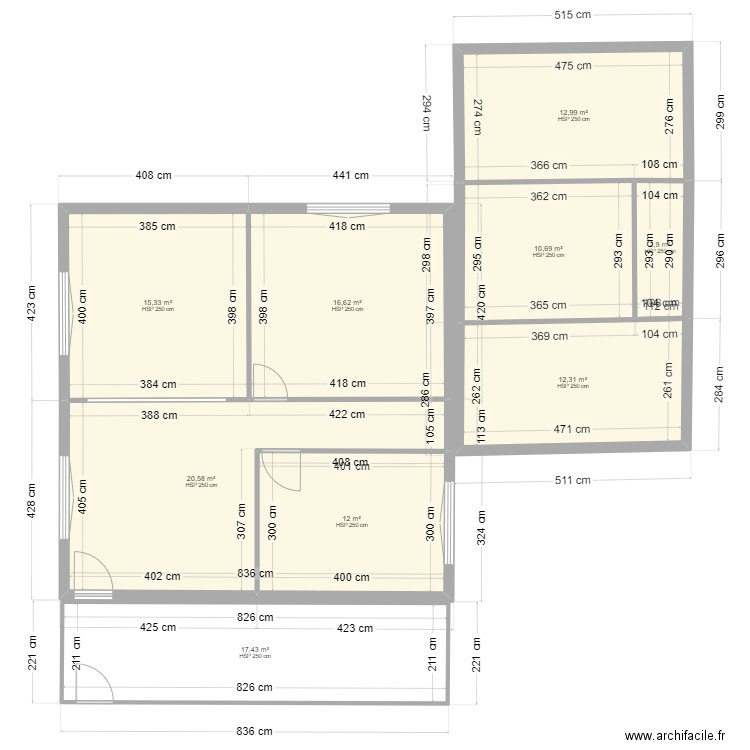 kroum. Plan de 9 pièces et 121 m2