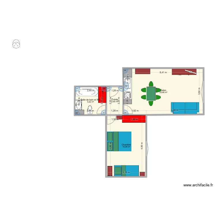 guzet 21. Plan de 4  et 47 m²