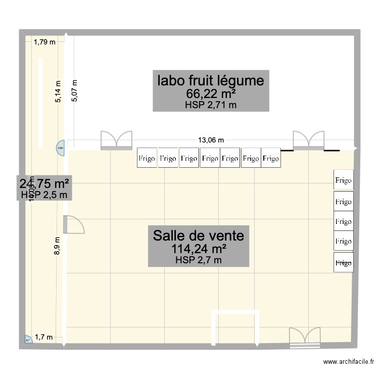 magasin dunain. Plan de 3 pièces et 205 m2
