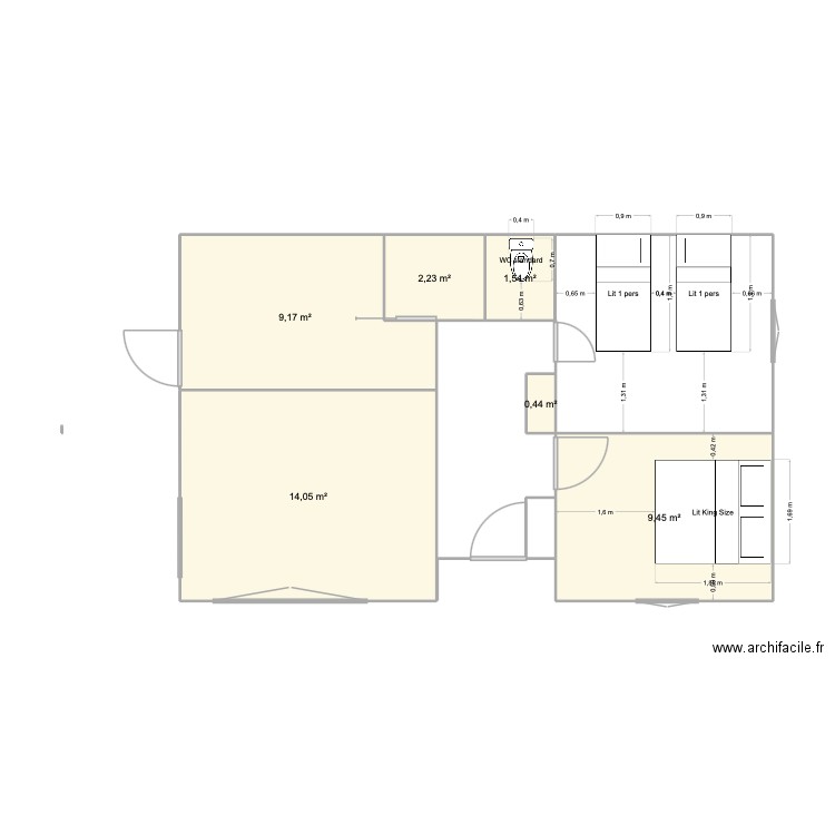 maison Monclar. Plan de 6 pièces et 37 m2