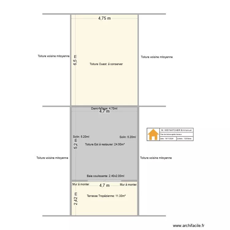 PALN WEYNACHTER apr&egrave;s travaux. Plan de 