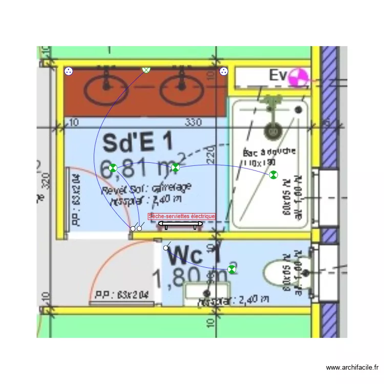 Hubert Patrick SDB 1 + WC 1. Plan de Hubert Patrick SDB 1 + WC 1. Plan de