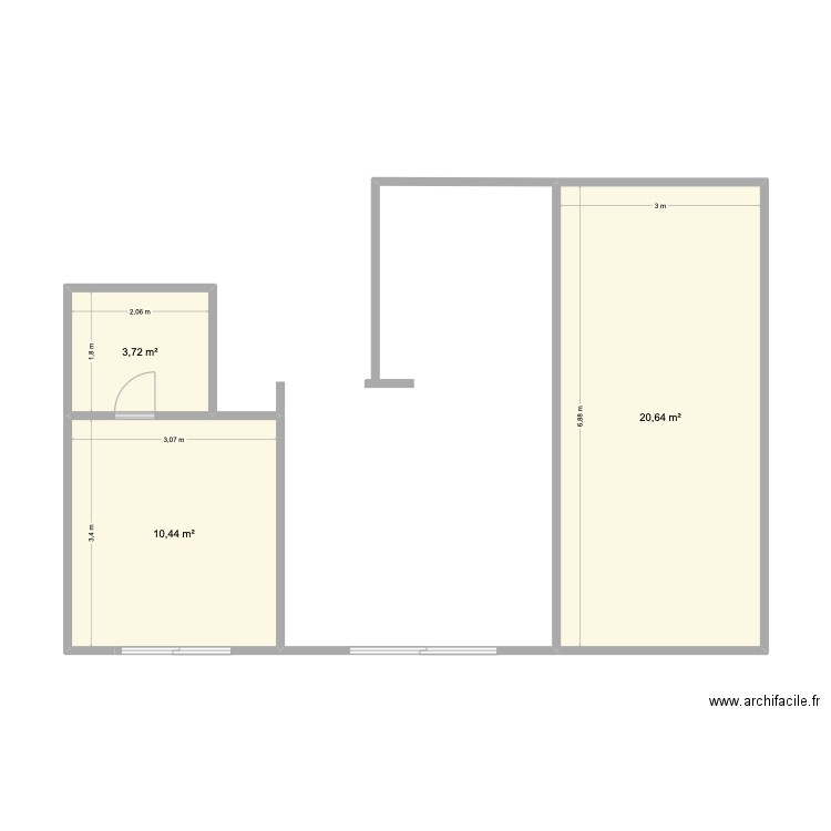 Projet Thiers. Plan de 3 pièces et 35 m2