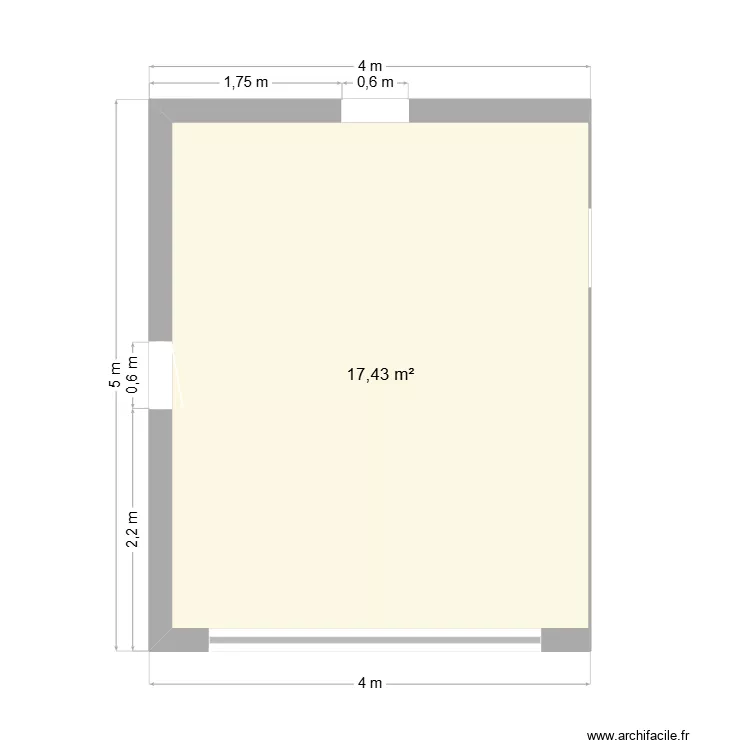 coupe. Plan de 1 pièce et 17 m² coupe. Plan de 1 pièce et 17 m²