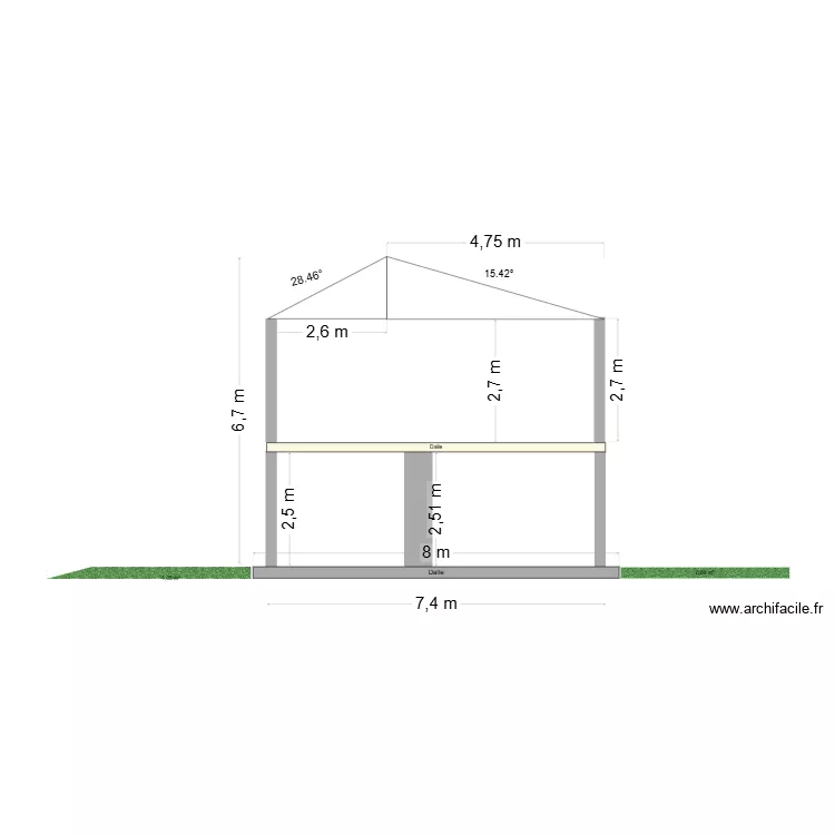 coupe de cote nord. Plan de 