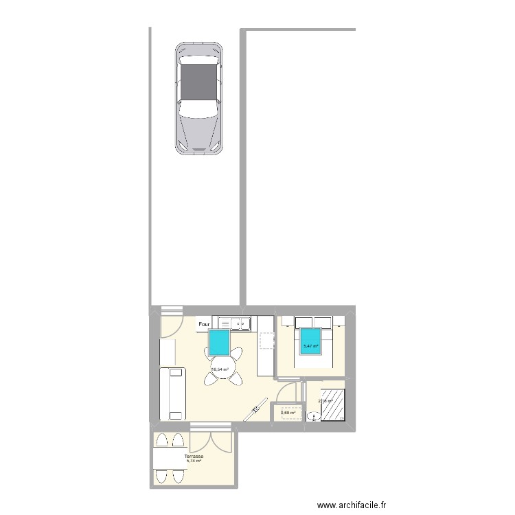 dependances. Plan de 5 pièces et 31 m2