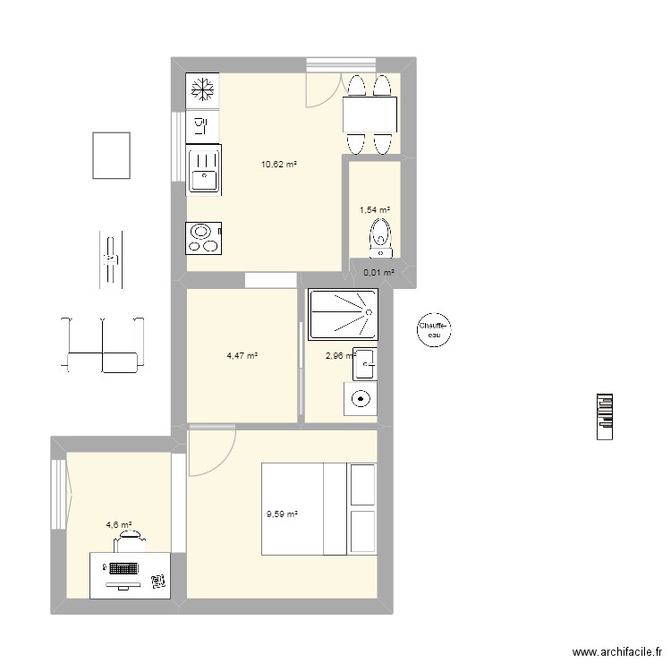 appart essai 4. Plan de 7 pièces et 34 m2
