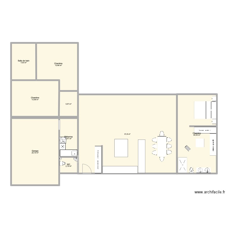 Projet CJM. Plan de 9 pièces et 156 m2