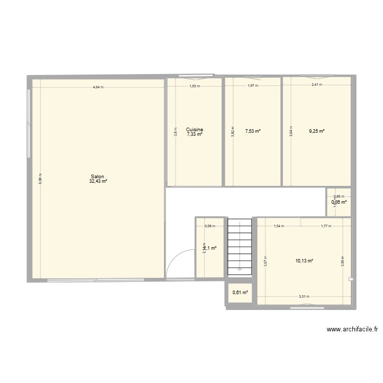 Premier étageTignieu. Plan de 8 pièces et 70 m2