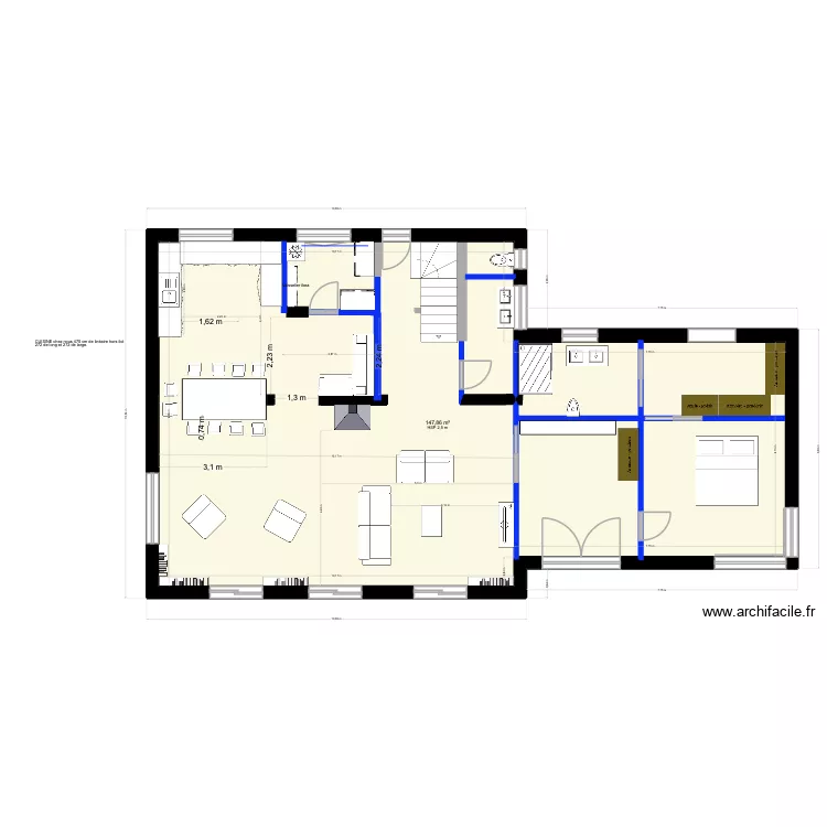 VALIOUD R1V3. Plan de 1  et 148 m²