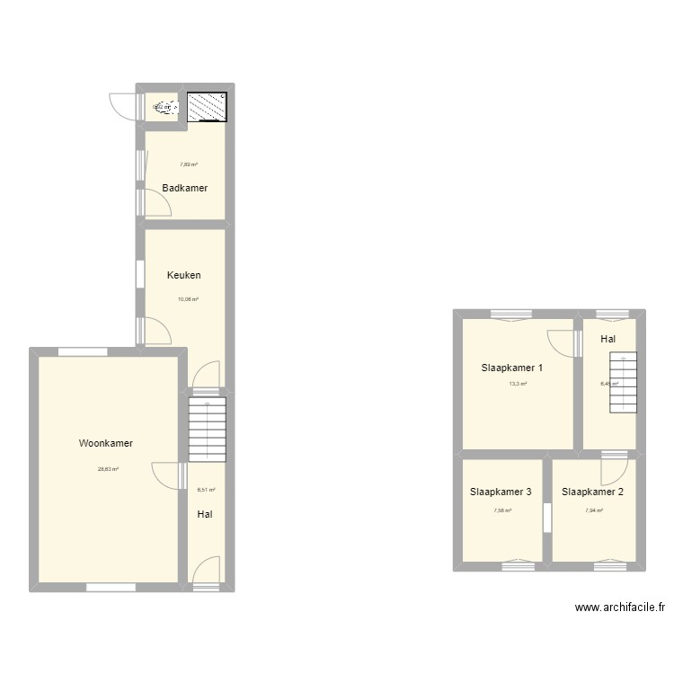 DV266. Plan de 9 pièces et 89 m2