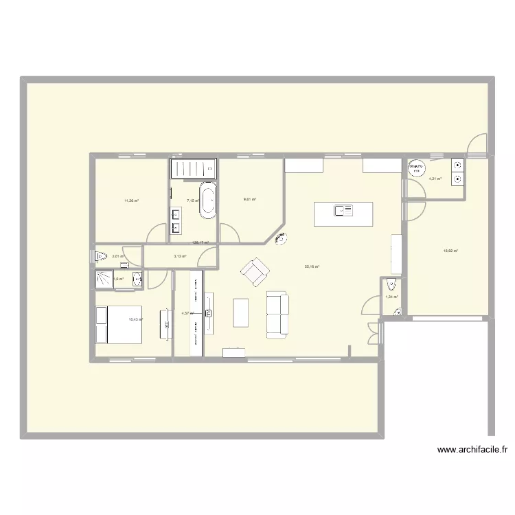 1 maison. Plan de 13 pièces et 258 m²